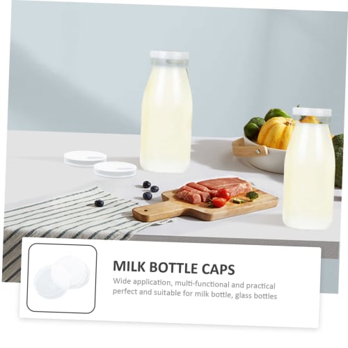 LALADEFIEE 100pcs Milk Bottle Caps, Cups, Yogurt Drinks, Milk Bottle Covers, Cup Lids, Drinkware, Leak-Proof Milk Bottle Caps, Glass Bottle Caps, Repl
