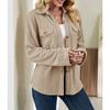 Women's Casual Fashion Solid Color Shirt Lapel Single Breasting Loose Coat