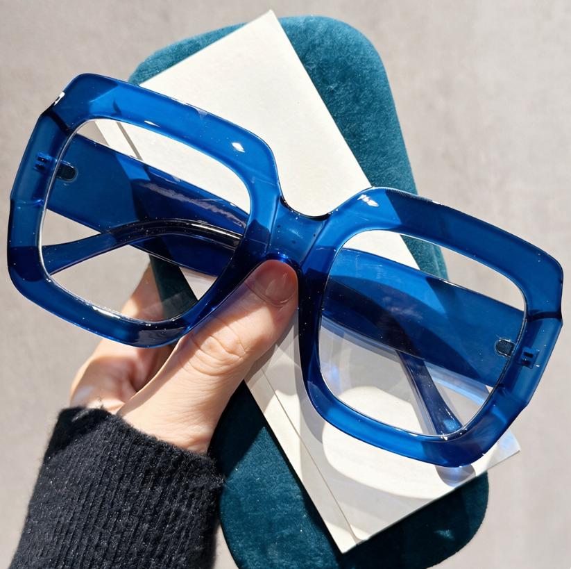 Thick Large Frame Presbyopia Glasses Men's and Women's Stylish Square-Frame Blue Light-Blocking Glasses with Plus Diopters