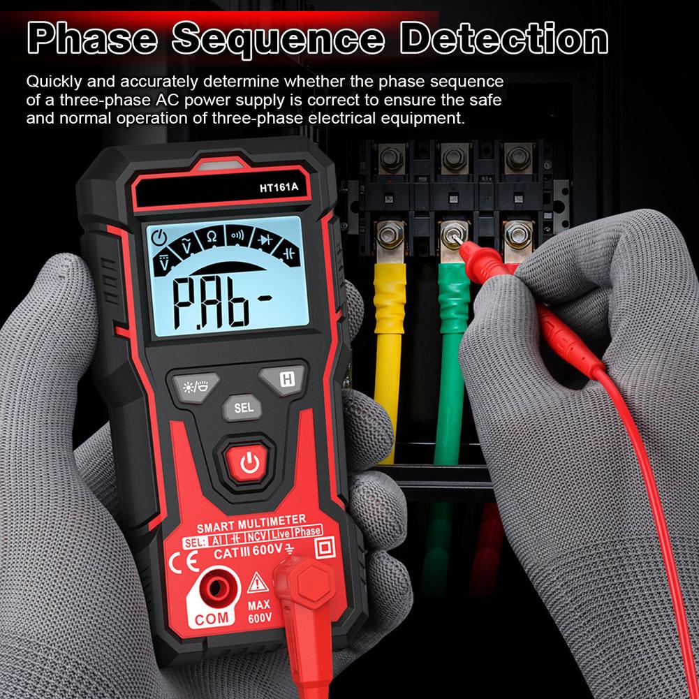 Digital Multimeter HT161A with 4000 Counts Smart Auto Ranging True RMS NCV Detection Backlit LCD and CATII Safety Certification