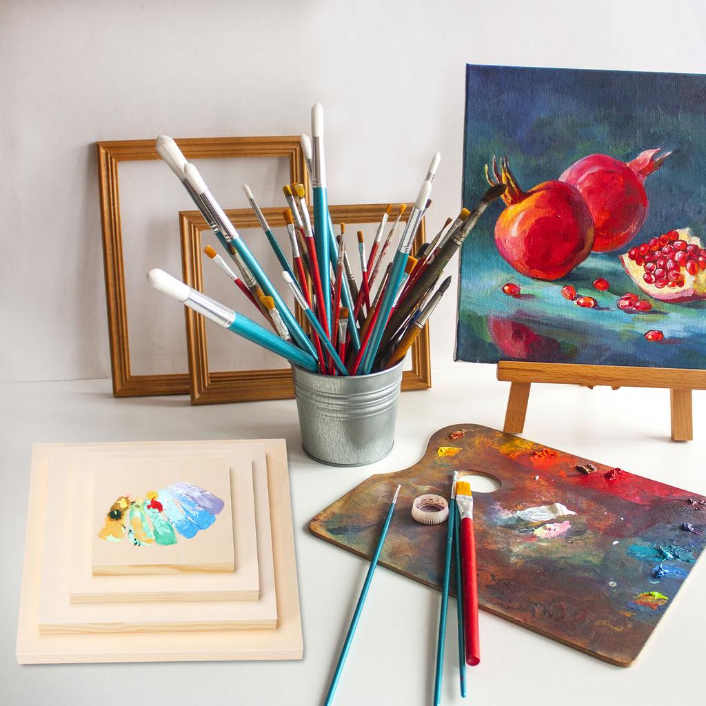2Pcs Canvas Frame 15/20/25/30/35cm Wood Panel Board Unfinished Wooden Canvas Boards Round Blank Deep Cradle Board for Painting