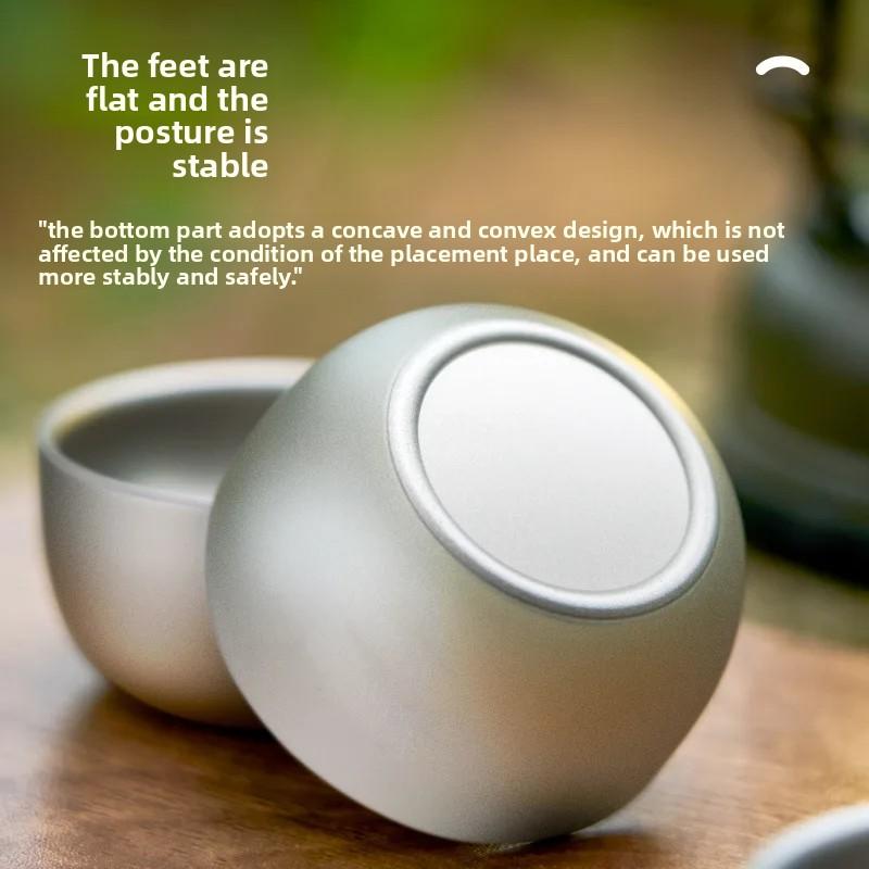 Pure Titanium Double-layer Small Tea Cup Coffee for Outdoor Camping Coffee and Tea Tableware Set Brewing Tea Cup 50ML Teapot