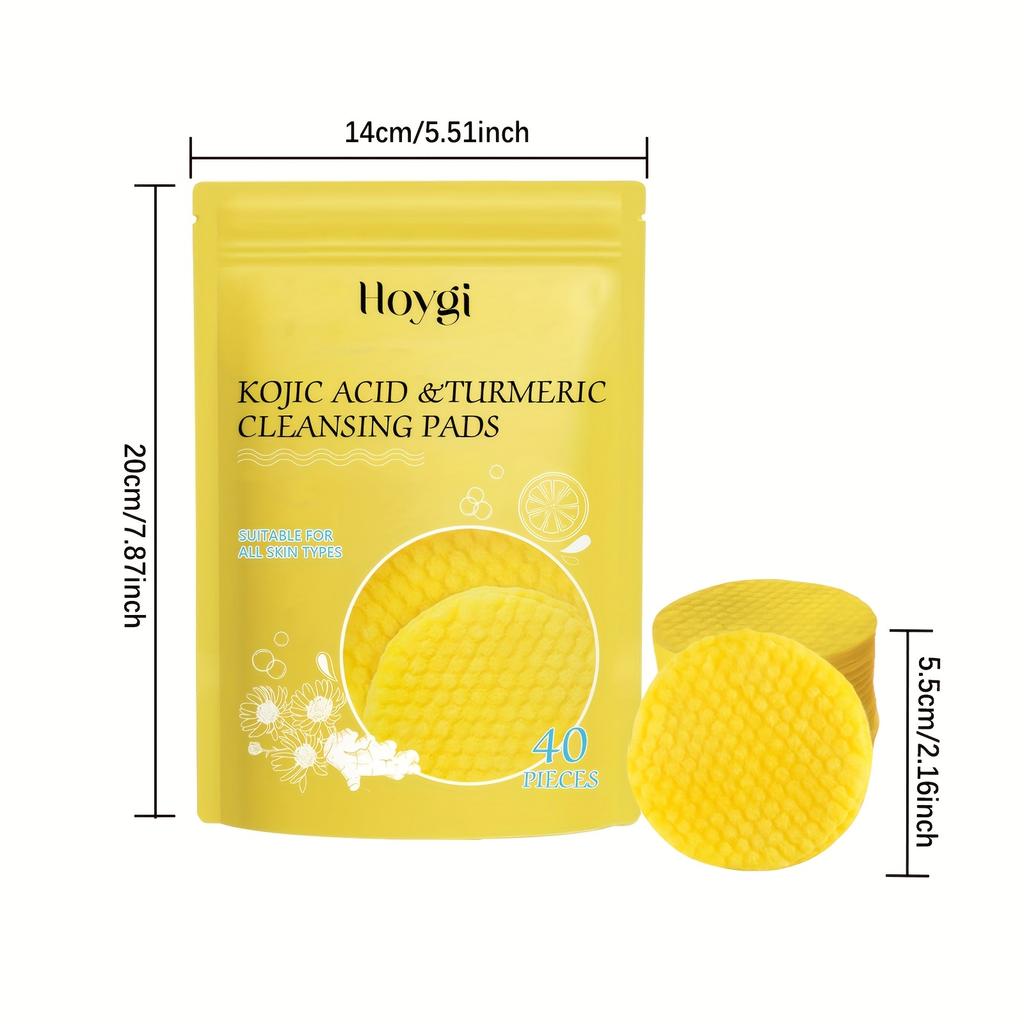 40pcs Set Turmeric Cleansing Pads Kojic Acid Turmeric Cleansing Pads Wet Compress Refreshing Deep Cleansing Daily Skin Care Essential
