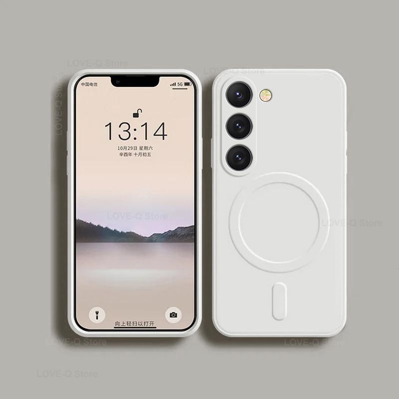 For Luxury Liquid Silicone Magnetic Case For Samsung Galaxy S24 S 24 S23 Ultra Plus S24Ultra For Magsafe Cases Wireless Charge Cover