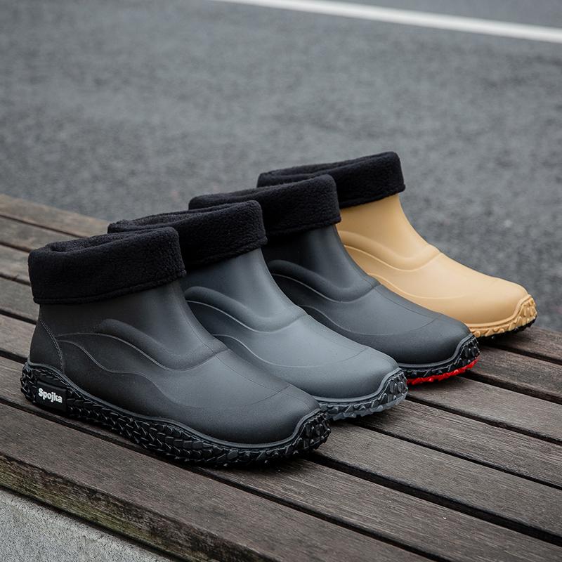 Men's Anti Slip And Waterproof Short Rain Boots, Rider Rubber Shoes, Kitchen And Outdoor Water Shoes