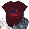 Women's Round Neck Casual Independence Day Printed Short Sleeve T-Shirt Top