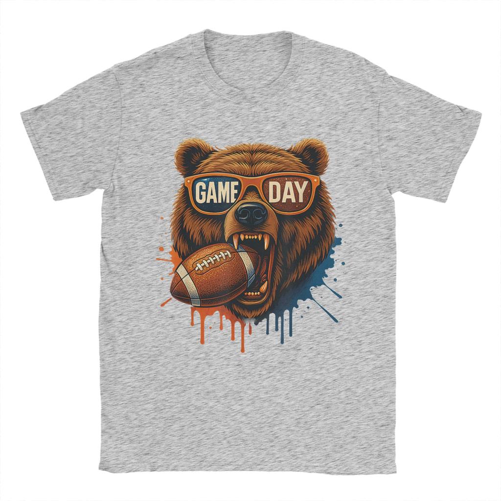Game Day Bear Men T Shirt Vintage Tee Shirt Short Sleeve Round Neck TShirt 100 Cotton Gift Idea Tops