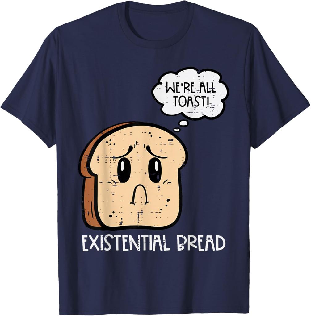 Existential Bread Funny Toast Pun Graphic Mens Casual Cotton TShirt Short Sleeve Crewneck Tee