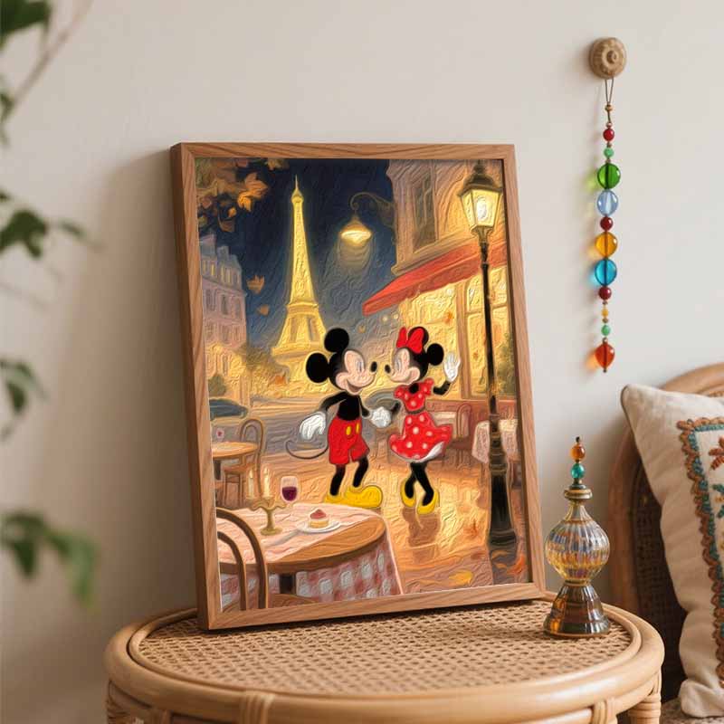 Disney Mickey Minnie Mouse Paris Eiffel Tower Paint by Numbers Painting Art Kit Home Decor Gift