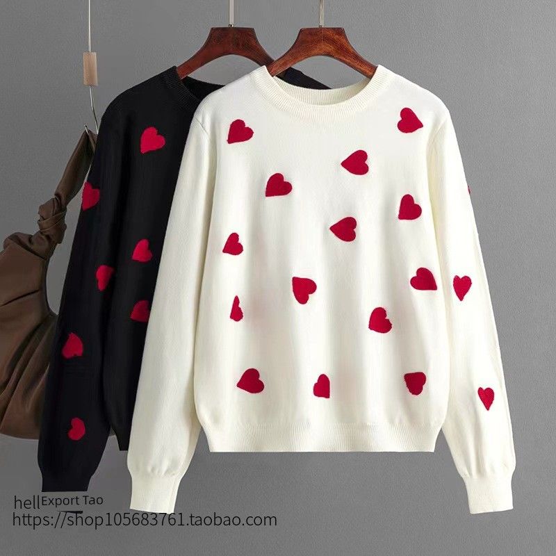 Western Style New Love Pullover Women's Knit Loose Sweater Loose Knit Love Sweater