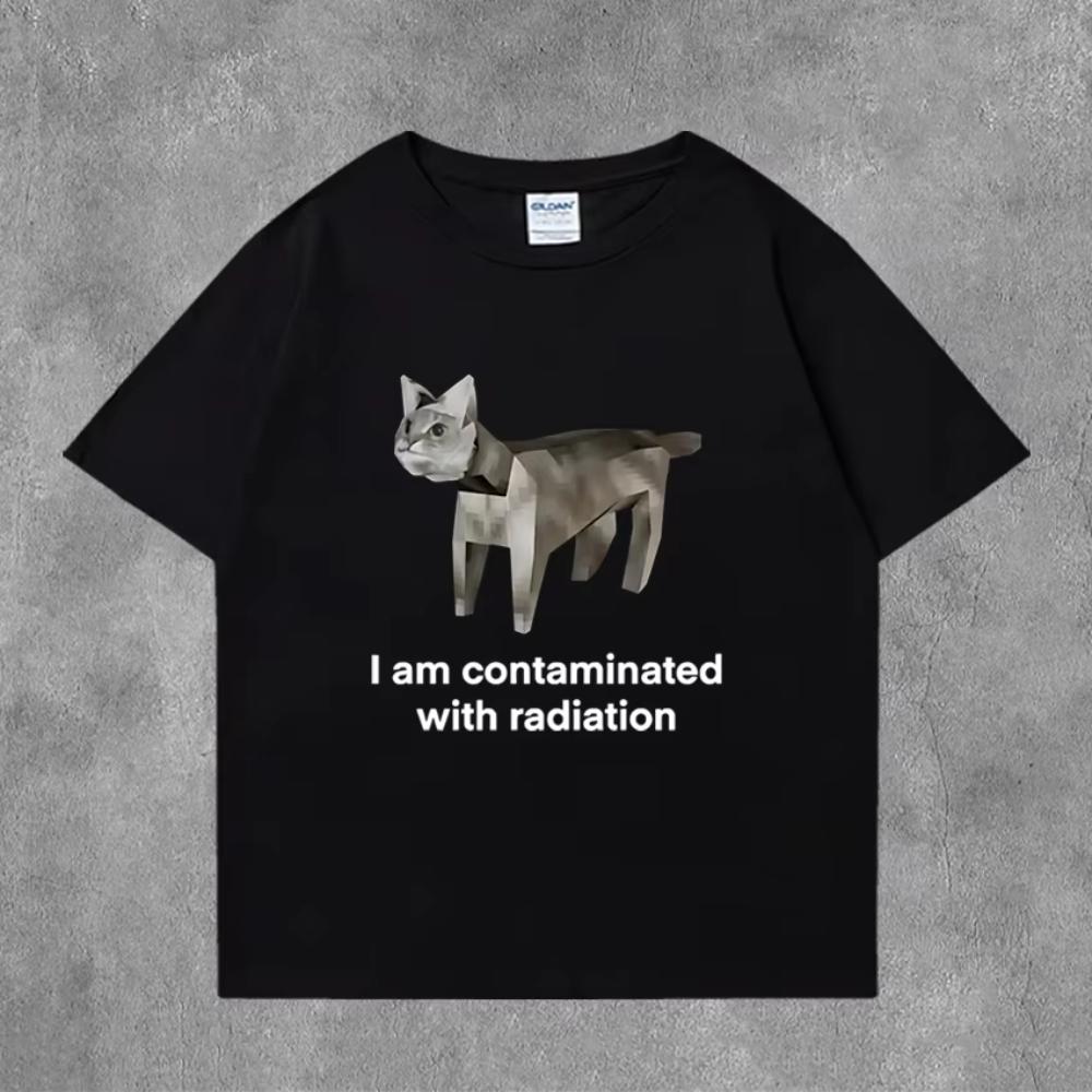 Summer Funny I Eat Cement Cursed Cat Funny Meme Graphic T Shirts Mens Women Oversized Short Sleeve Tshirt Male Cotton Clothing