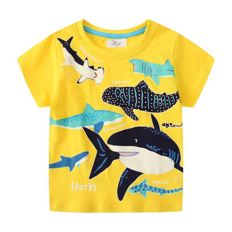 Children's Glow-in-the-Dark Shark Print Summer T-Shirt 2026
