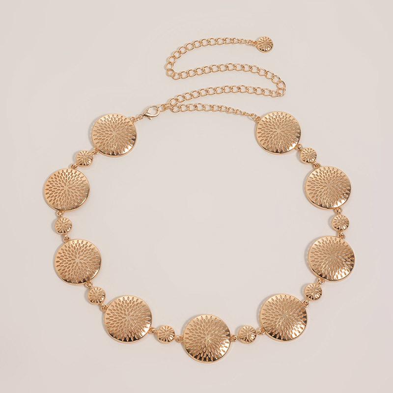 A New Style of High-end Women's Waist Chain with Metal Hollowed-out Patterns and Geometric Designs