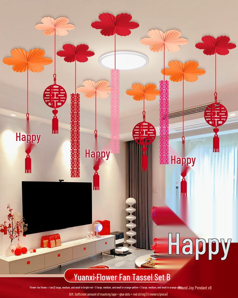 Ceiling Hanging Decorations: Wedding, Living Room, Bedroom, Boudoir Pendants & Fan Floral Ornaments