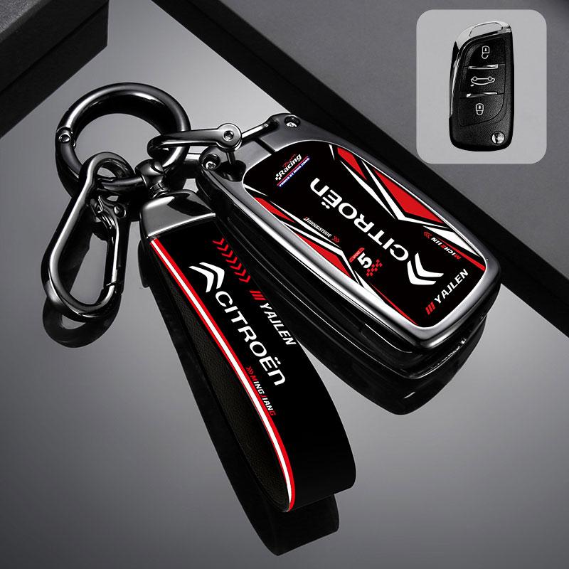 New Zinc Alloy Leather Car Flip Key Case Cover Bag For Citroen C1 C2 C4 C5 C3 C4L C8 Berlingo Xsara Picasso C-ELYSEE JUMPY NEMO