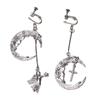 Wind Stud Earrings Gothic Punk Trendy Retro Moon Angel Cross Combination Pierless Ear Clips Stud Earrings
