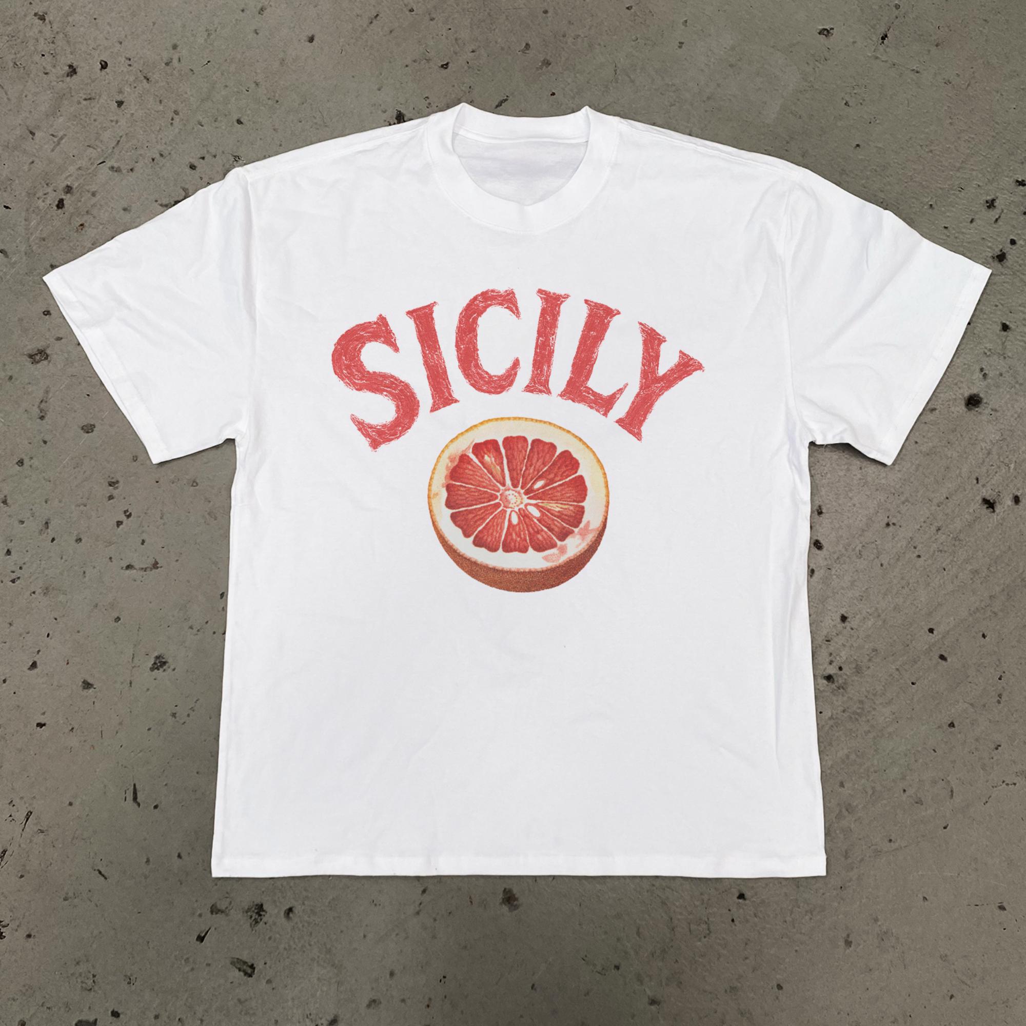 

Sicily Blood Orange T-Shirt Men Women Retro Fruit Graphic Cotton Short Sleeve Streetwear Tee S разноцветный