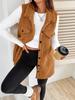 Damen Herbst/Winter Plüschweste mit Revers – Knöpfbar, Imitation Lammwolle, Oberbekleidung für einen schicken, entspannten Look