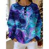 Women's Plus Size Sweatshirt with Colorful Starry Sky Fluid Print