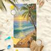 Sunset Palm Seaside Oil Painting Beach Towel Scenic Ocean Print Quick Dry Soft Towel for Beach Lounging Holiday Travel Use