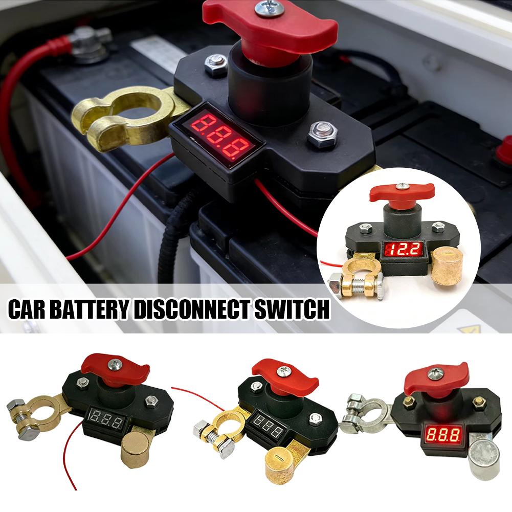 Car Battery Disconnect Switch - Bidirectional Joint Can Rotate Power Disconnect Switch with Digital Display 12-24v