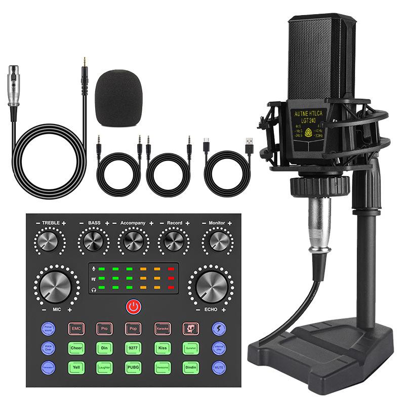 English Version V8 Podcast LGT240 Condenser Microphone Set for Computer Live Streaming