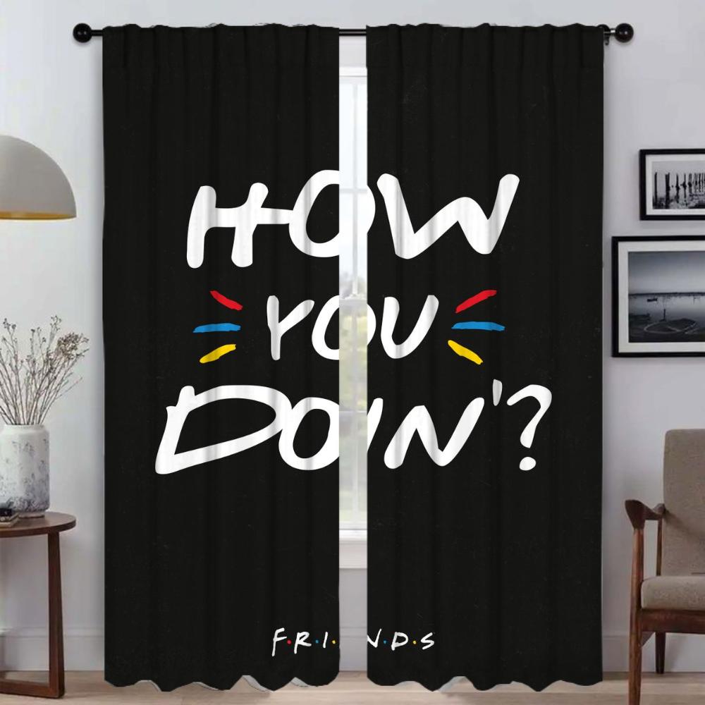 

Set Of 2 Modern Friends Living Room Curtains Camera Halloween Decoration Partition Home Interior Curtain Blackout For Sitting Made Polyester W100*H130(CM)-Rod Pocket&2PCS