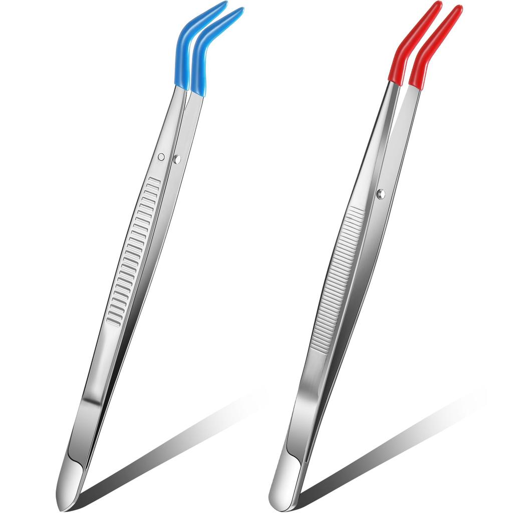 1/2/4 szt. Pęsety z gumowymi końcówkami Pęsety Gumowe Pokryte PVC Silikonem Nie rysujące Płaska końcówka Zagięta końcówka Pęsety Pęsety z końcówkami