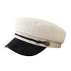 Boina Otoño Invierno Sombreros Militares Para Mujer Visera de Cuero PU Gorra Plana Retro Accesorios de Ropa Casual Para Mujer Nuevo