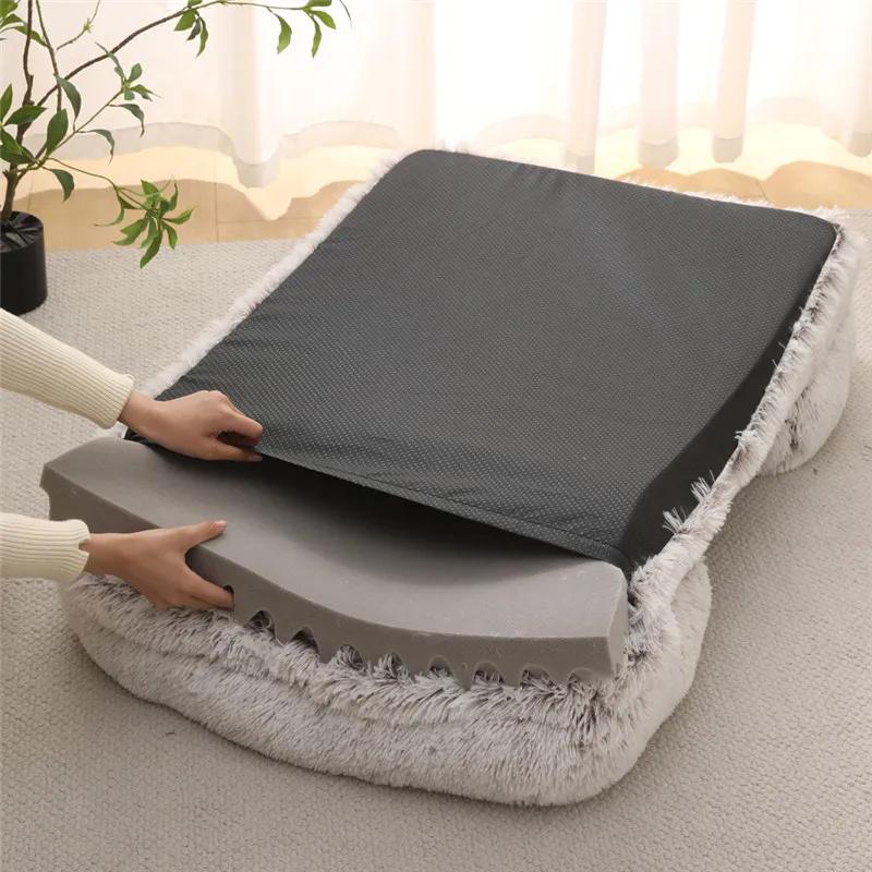 Grand lit pour chien en peluche pour animal de compagnie, coussin épais d'hiver, lit de couchage pour chien, canapé amovible, petit et grand chien