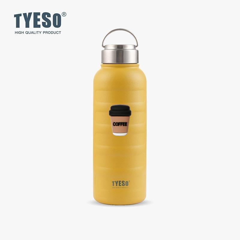 Tyeso 1000ml Large Capacity Vacuum Flasks Stainless Steel Thermos Mug Thermal Tumbler Drinks Cup Water Bottle Portable Thermoses with Coffee Sticker
