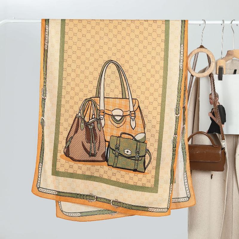 

Модный мультяшный женский шелковый шарф с принтом, универсальный шарф от известного бренда, простой осенний тонкий платок, зимний теплый шарф Above 175cm