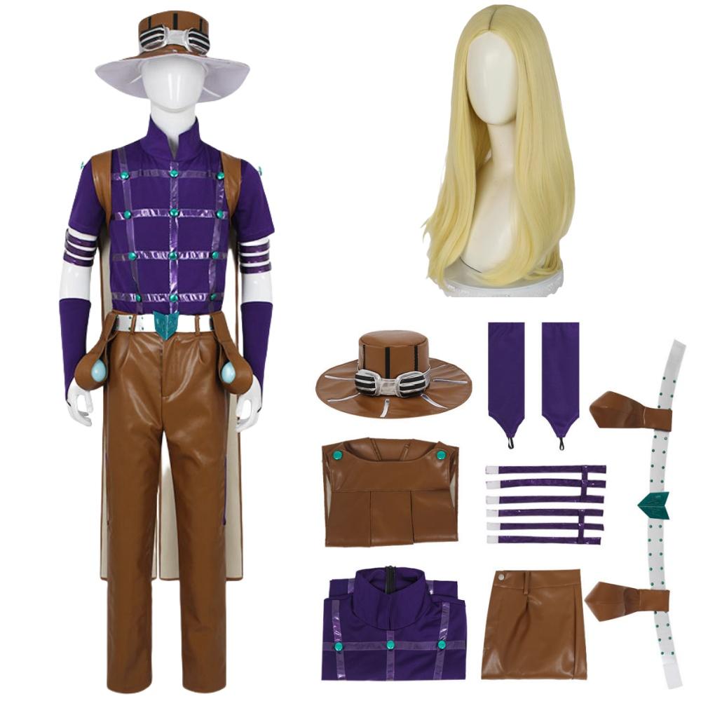Julius Caesar Zeppeli Cosplay Anime Gyro Kostuum Pruik Carnaval Halloween Comic Animatie Feestkleding S&Gyro beige