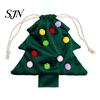 Indoor Holiday Scene Layout Props Christmas Tree Drawstring Gift Bag, Plush Pom Bell Hanging Durable Polyester Packaging Ornament, Reusable