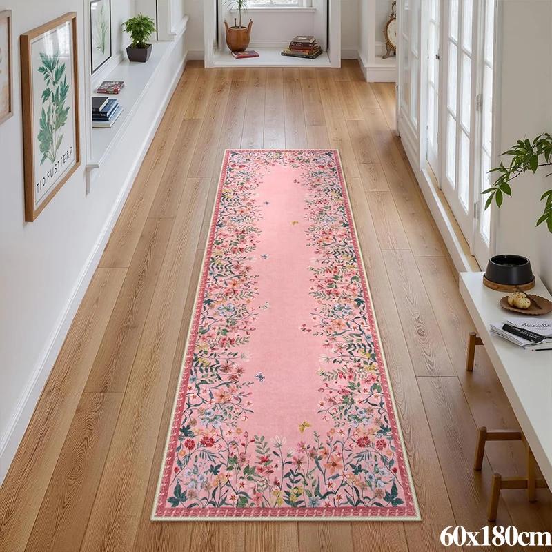 Tappeto per Corridoio Passerella Tappeto Lungo Lavabile in Macchina Pieghevole Antiscivolo Tappetino per Pavimento Tappeti Fiore di Primavera Decorazione per la Casa per Soggiorno