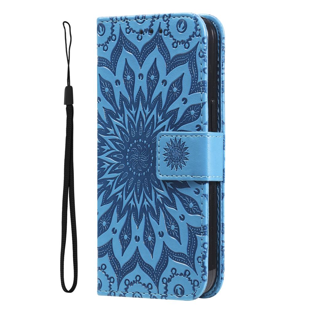 Für Samsung Galaxy A26 5G/A16 5G/A16 4G Handyhülle Sonnenblumen-geprägtes Leder-Brieftaschen-Ständer-Cover mit Riemen