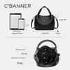 C.BANNER Women's Top-Grain Leather Bucket Tote Bag