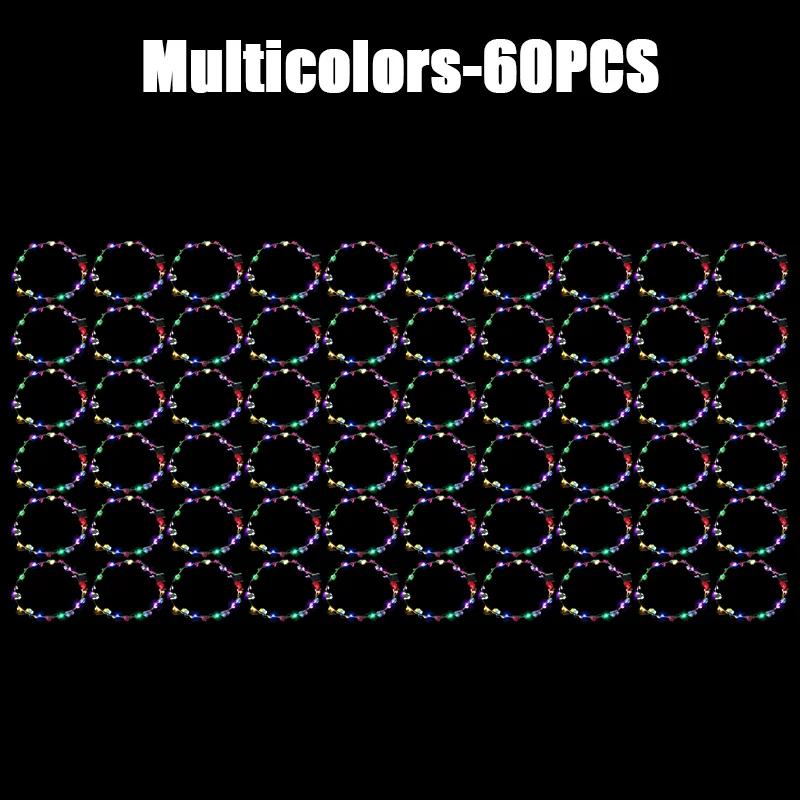 10/60Pcs Light Up Flower Headband LED Flower Hair Crown Glowing Floral Wreath Crowns Birthday Wedding Christmas Decoration 2024