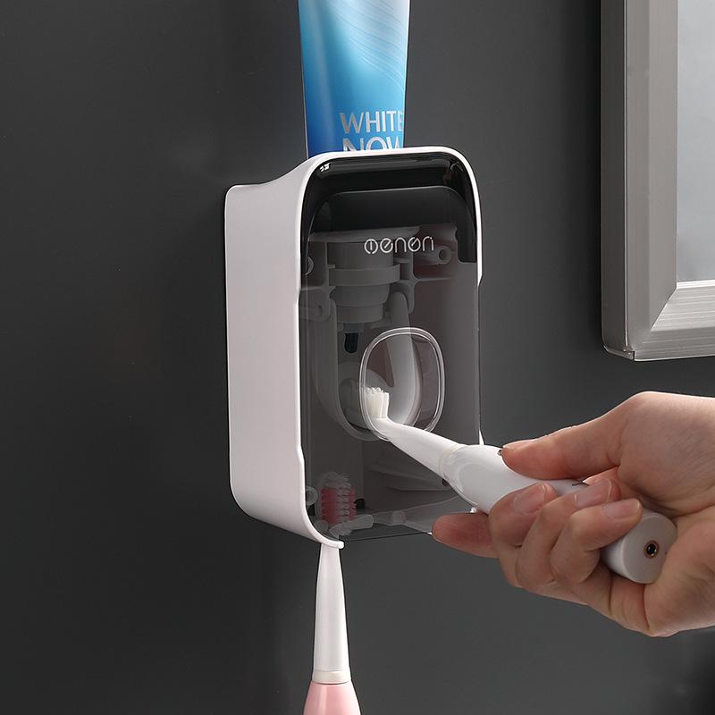 Automatic Toothpaste Wallmounted Dispenser Toothbrush Holder Set
