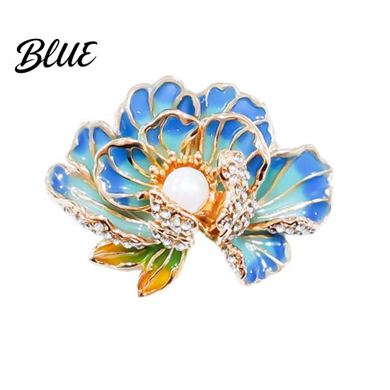 Long-lasting Brooch Women Sparkling Rhinestones Imitation Pearl Flower Shape Lapel