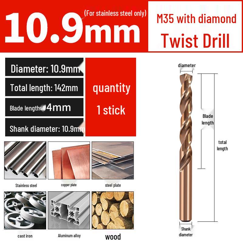 Set di punte da trapano HSS M35 al Cobalto per Legno, Metallo, Acciaio Inossidabile - Alta Durezza