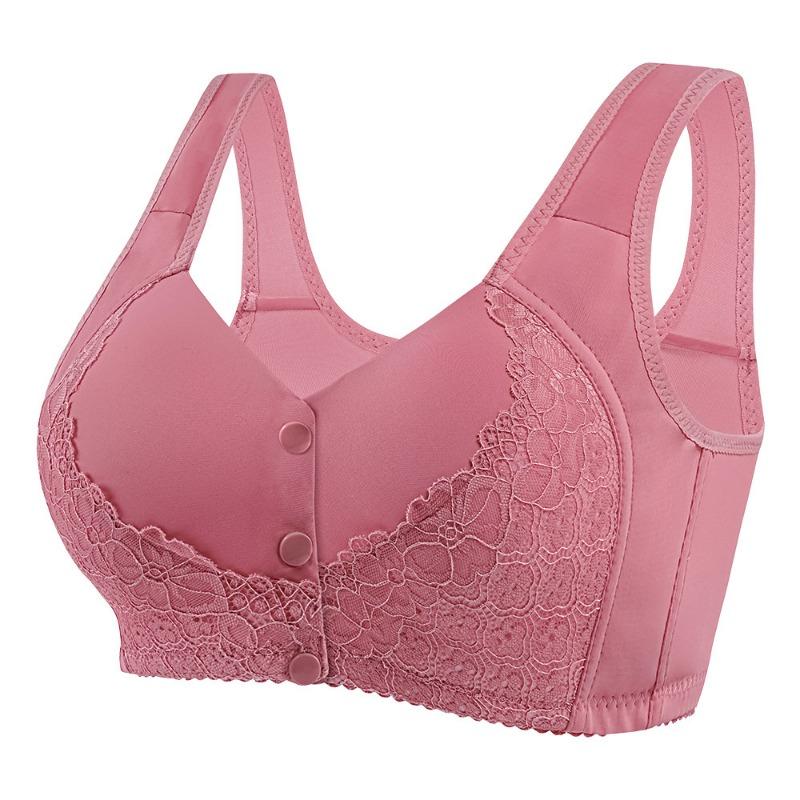 Plus Size Comfort Bra with Lace Trim and Wide Straps