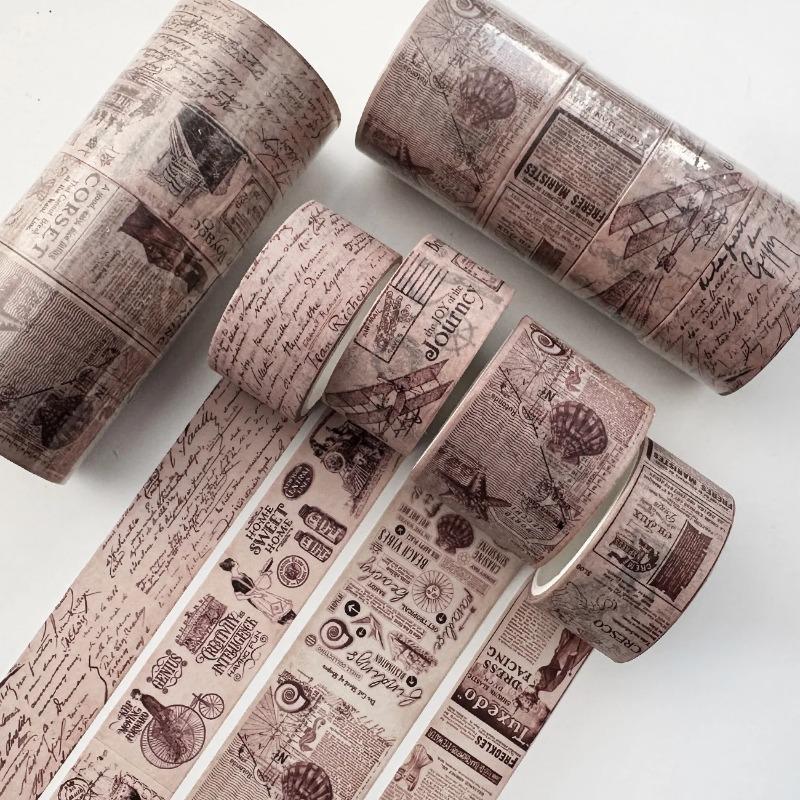 4 Rolls Per Box Retro Tape Scrapbook Map Decoration Hand Account Collage DIY Album Decoration Student Stationery Gift Tape