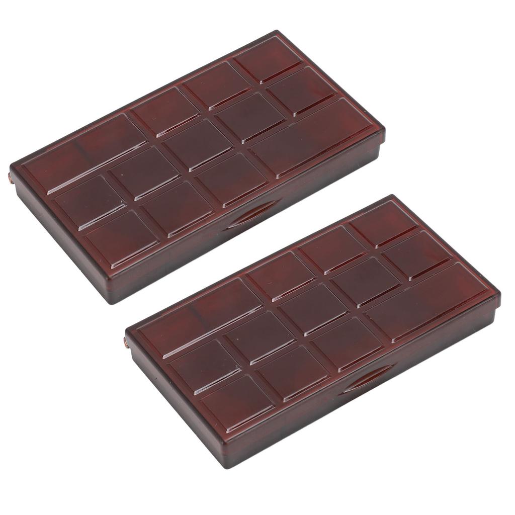 2pcs 15 Grids Transparent Paint Box Clear Plastic Painting Pigment Box Portable Leakproof Watercolor Palettes Box for Artists Students Kids