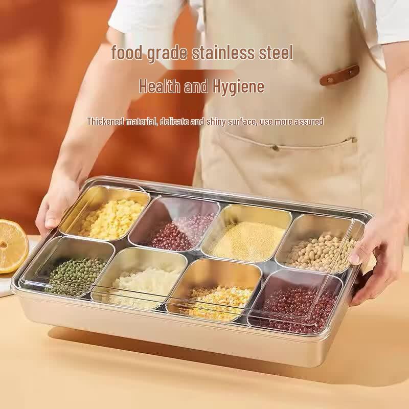 OLOEY 304 Stainless Steel 8-Compartment Condiment Box