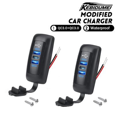 KEBIDUMEI 1/2 pz Caricabatteria per Auto 12V/24V Presa di Ricarica Rapida QC3.0+PD Presa USB Adattatore di Alimentazione Impermeabile Accessori per Auto
