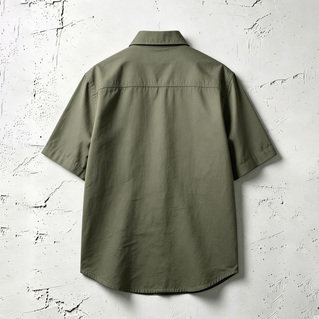 Men's Cotton Short Sleeve Work Shirt Casual Utility