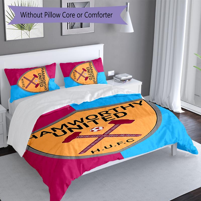 3pcs Football Club Logo Duvet Cover Set, Includes 1 Duvet Cover and 2 Pillowcases,Skin-Friendly&Comfortable Fabric,Suitable Bedding Sets