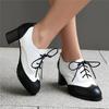 Fashion 2025 New Pump Women Pumps Round Toe Height Heels Platform Brogue Student Carved Retro Lace-Up Classic Spring Silver Black Brown