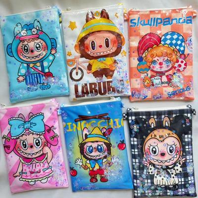 Labubu Cartoon Print Quicksand Mobile Phone Bag Coin Purse Key Bag Zipper Storage Crossbody Bag CLE